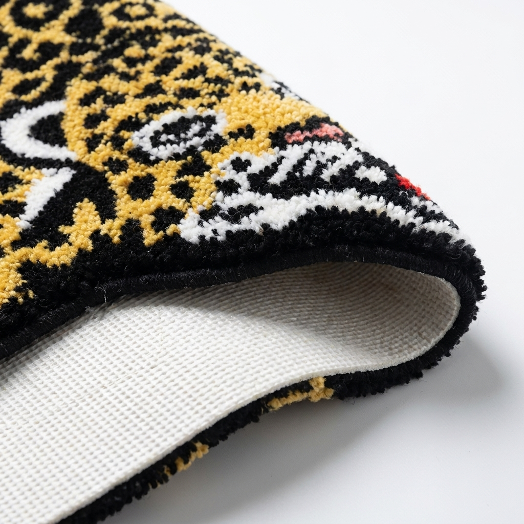 Jaguar Rug folded closeup showing non-slip bottom