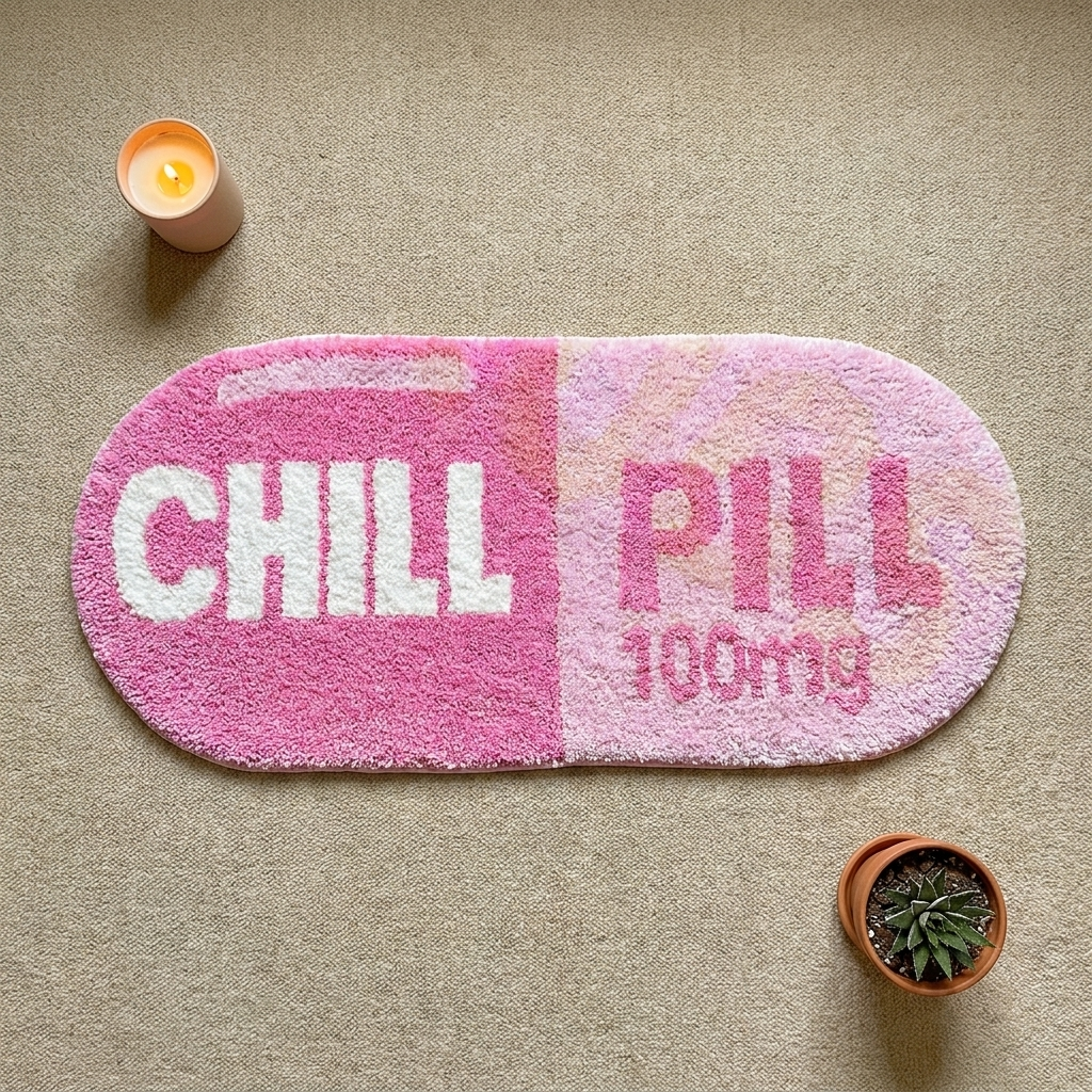 Chill Pill Rug cozy setting