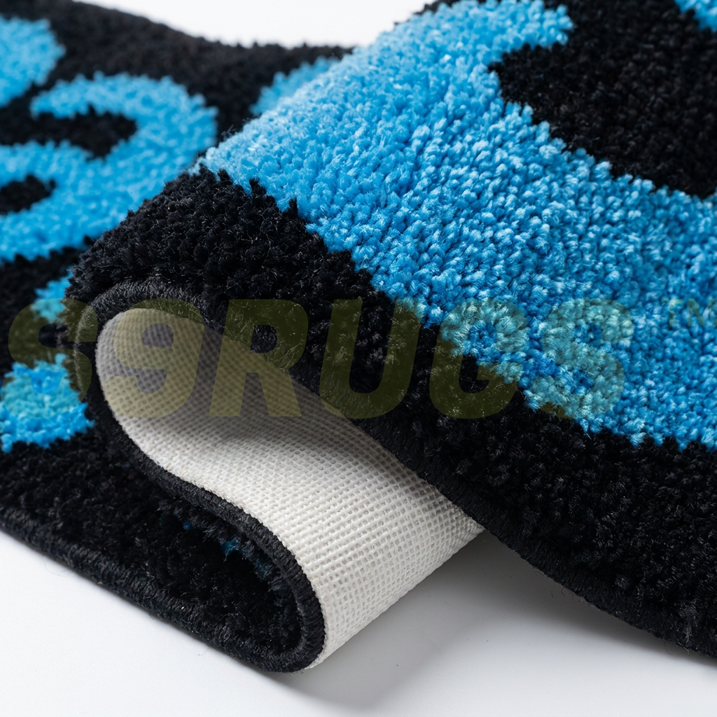 Cookies Rug folded closeup showing non-slip bottom