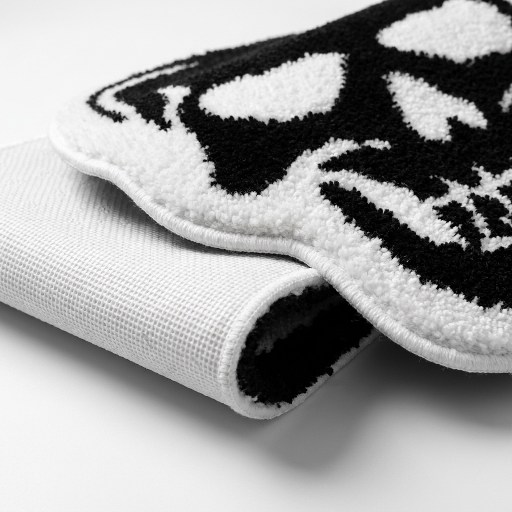 Ghost Rug folded closeup showing non-slip bottom