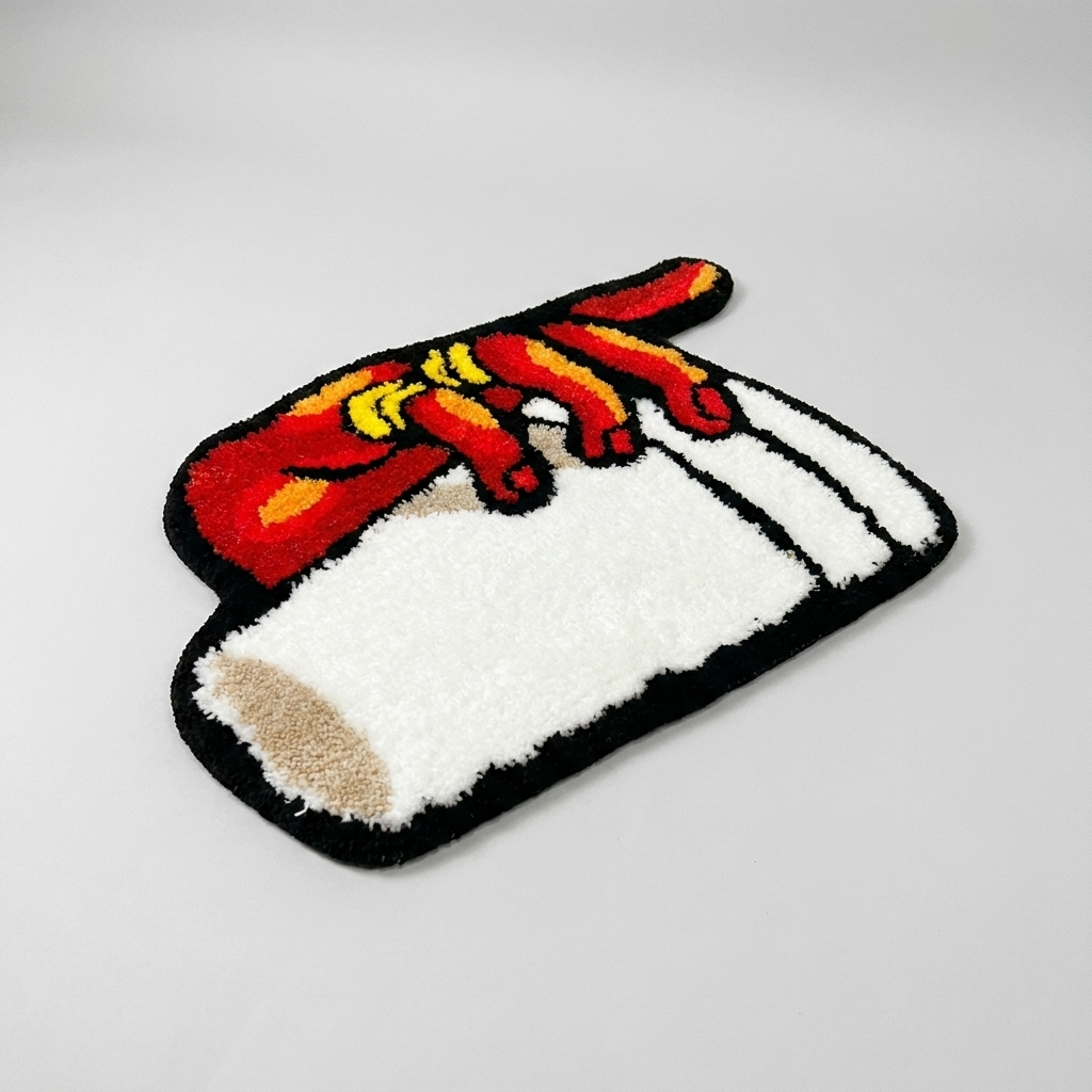 Holding Cup Rug studio shot angle 2