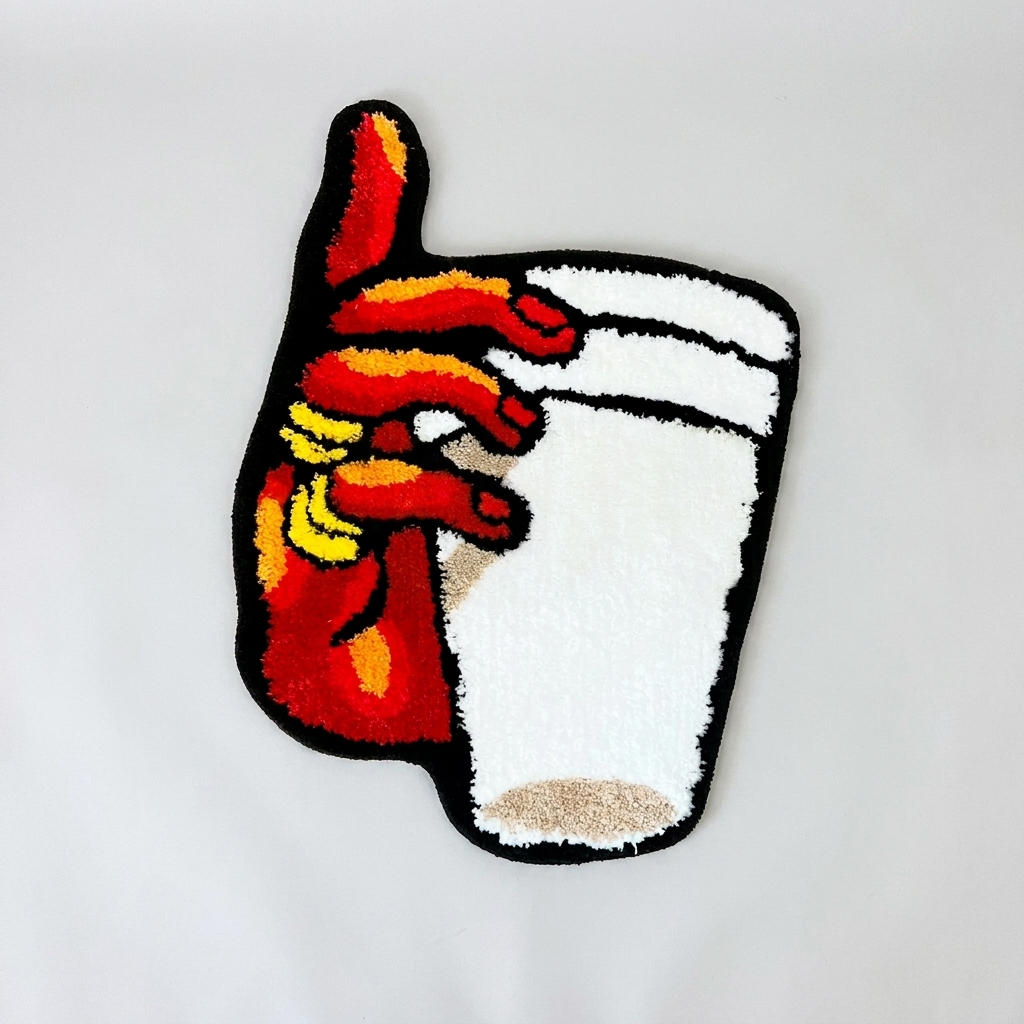 Holding Cup Rug studio shot