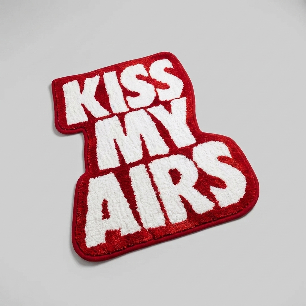 Kiss My Ass Rug studio top-down