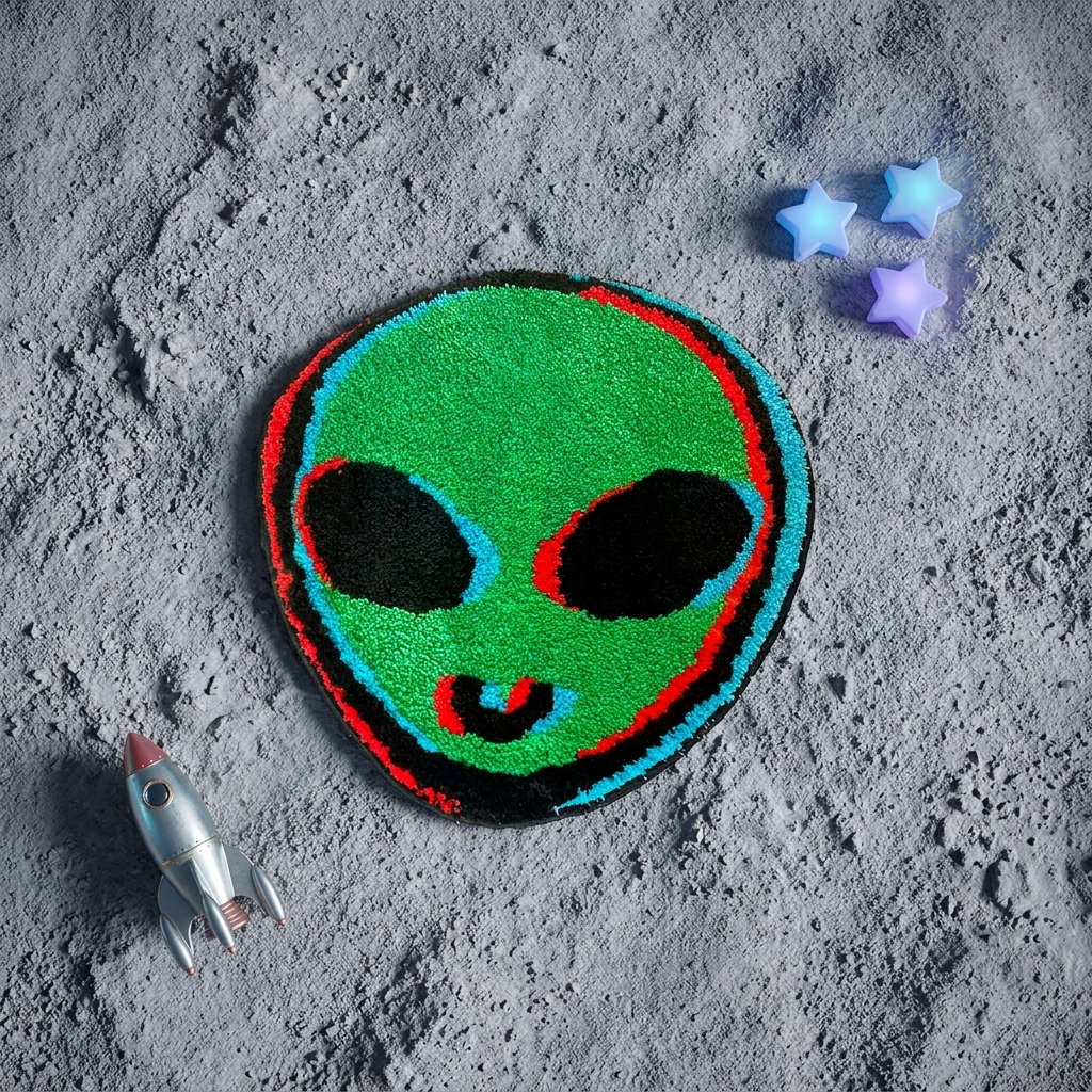 Martian Rug on moon dust surface, themed styling