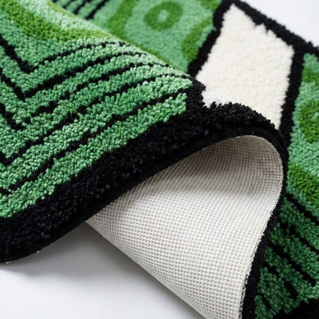 Money Trees Rug folded closeup fibers