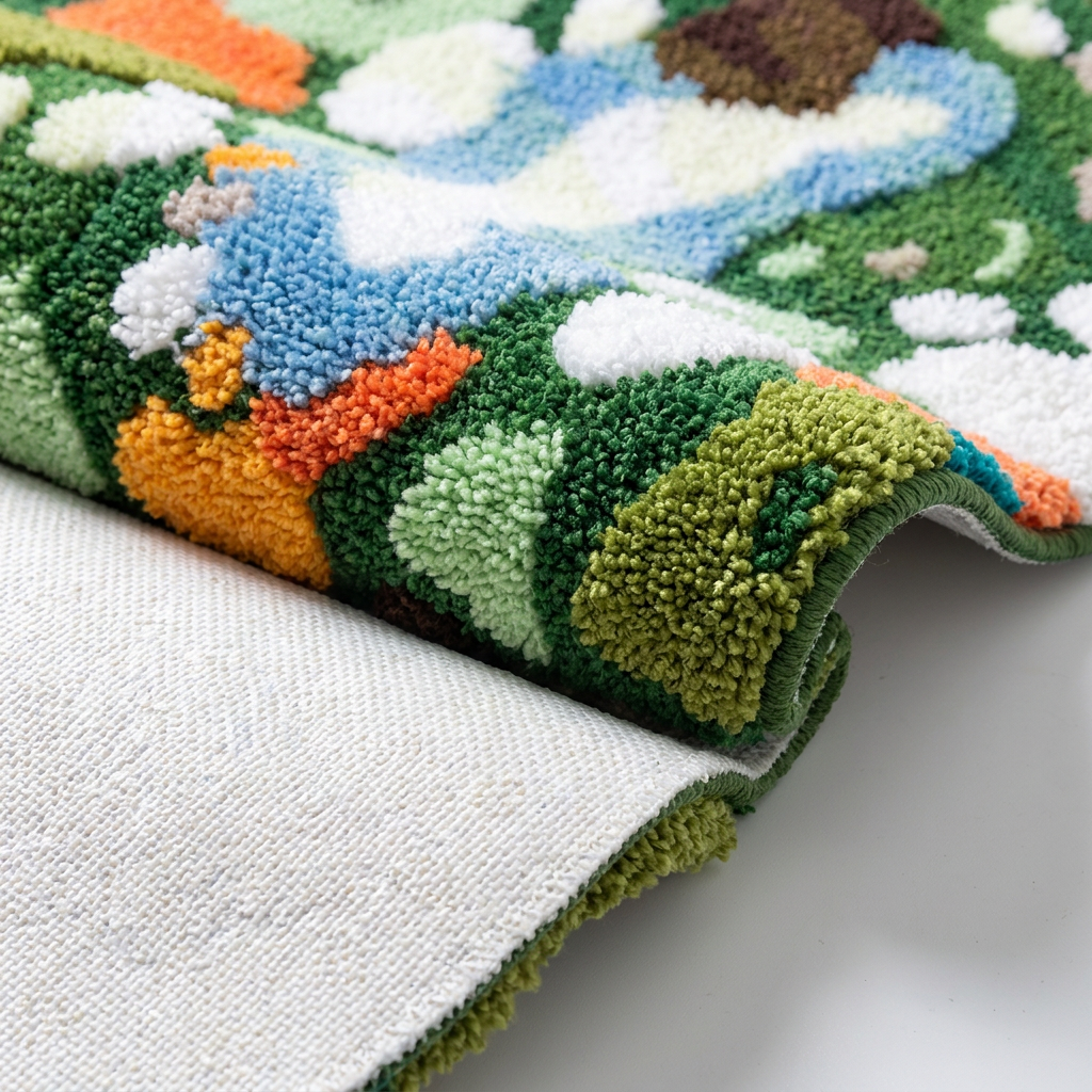Mossy Mess Rug folded closeup fibers