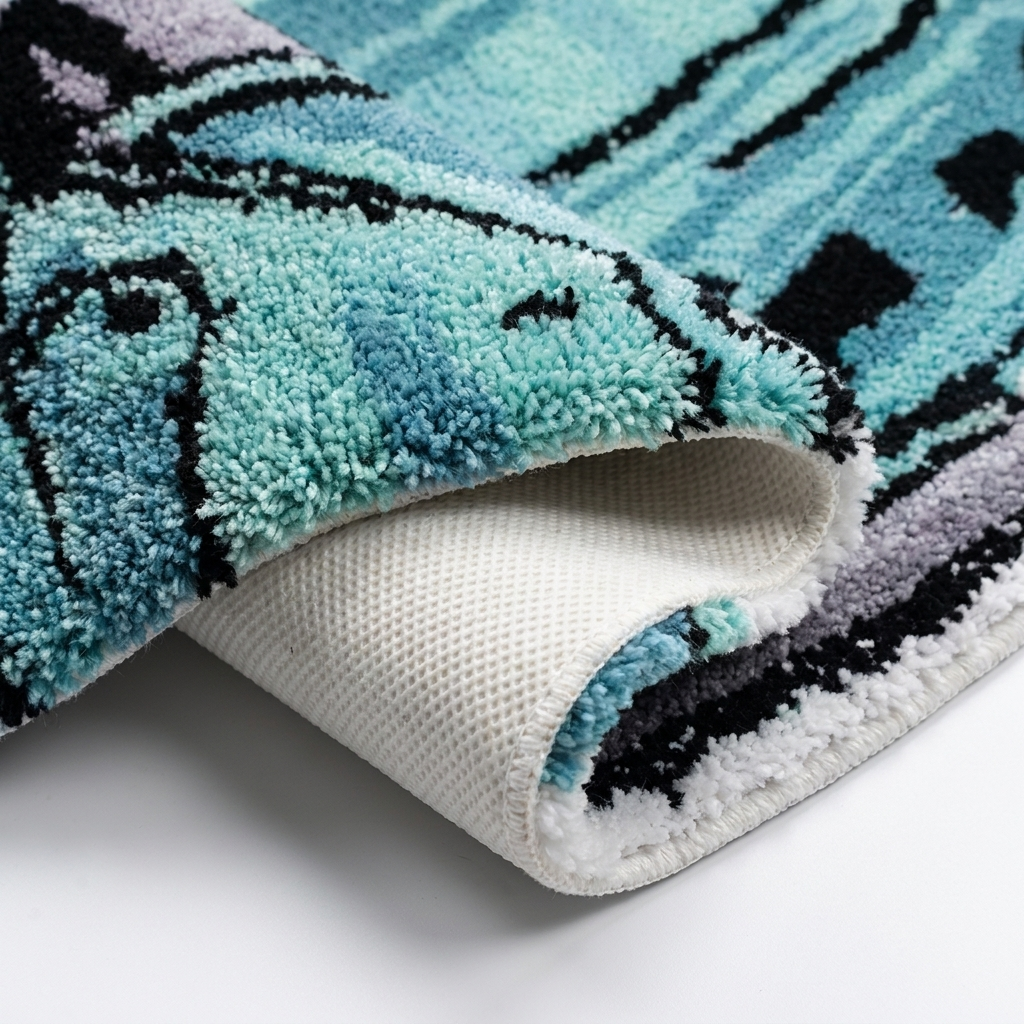 RWB Rug folded closeup fibers