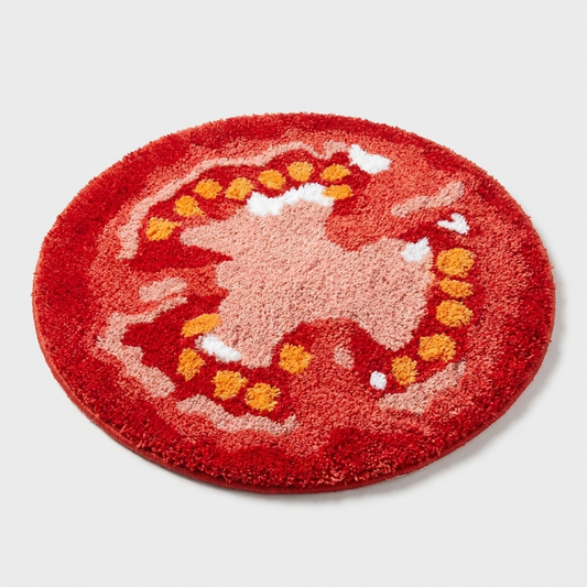 Tomato Rug studio angled shot