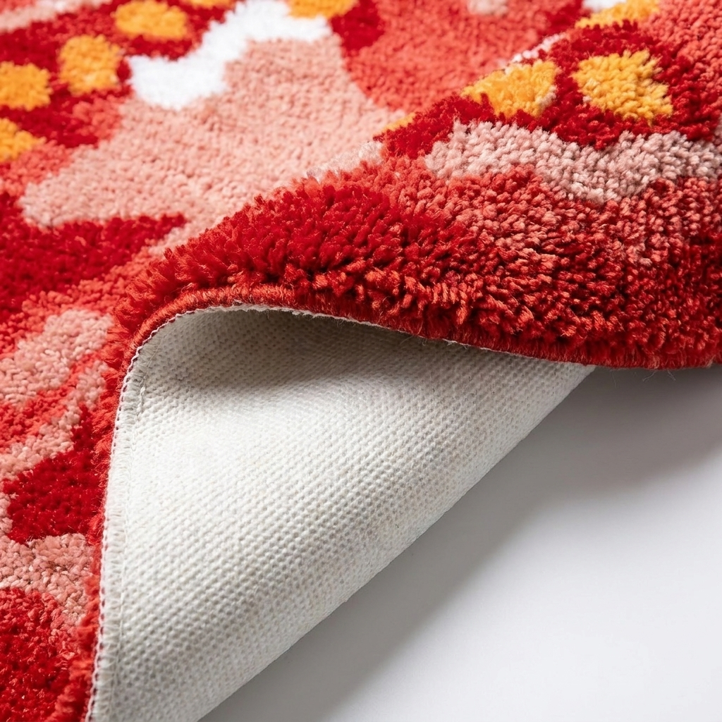Tomato Rug folded closeup shot